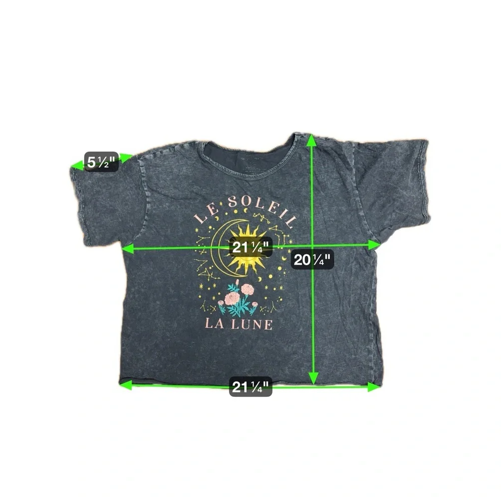 Caution to the Wind “Le Soleil La Lune” Celestial Graphic Crop Tee – Loose Look - Picture 3 of 3